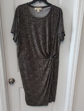 Michael Kors Leopard-Print Knot Midi Dress - Black & Cream